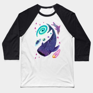 Purple Space Whale Shark of the Galaxy Baseball T-Shirt